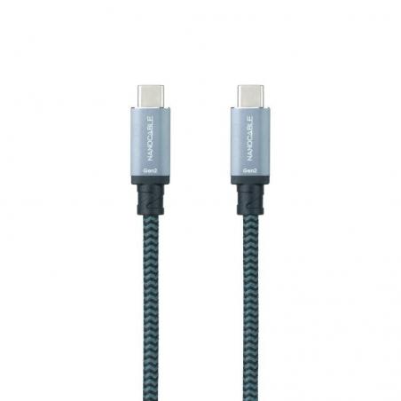 Cable USB 3.1 Nanocable 10.01.4101-L150-COMB/ USB Tipo-C Macho - USB Tipo-C Macho/ 1.5m/ Gris y Negro