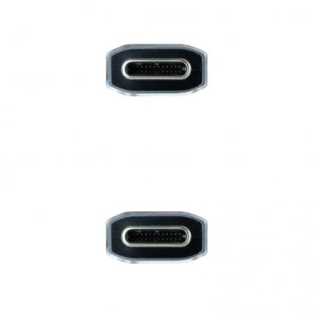 Cable USB 3.1 Nanocable 10.01.4102-COMB/ USB Tipo-C Macho - USB Tipo-C Macho/ 2m/ Gris y Negro