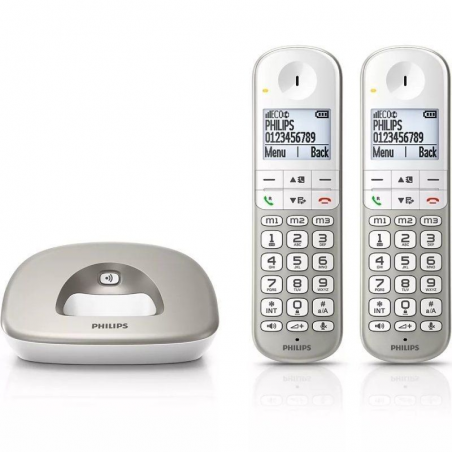 Teléfono Inalámbrico Philips XL4902S/34/ Pack DUO/ Plata