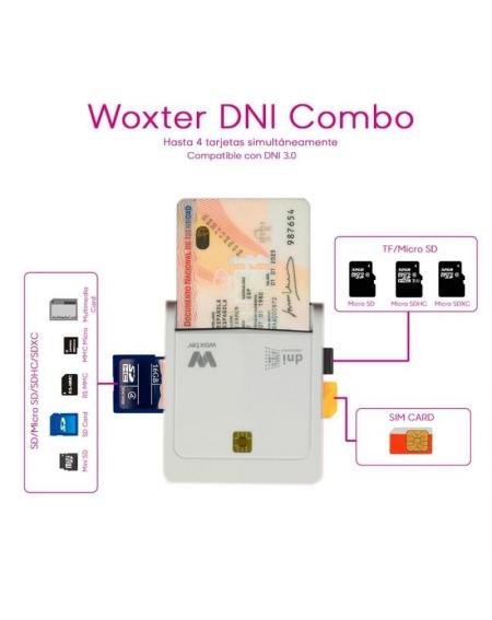 Lector de DNI y Tarjetas Woxter PE26-147/ Blanco/ USB 2.0