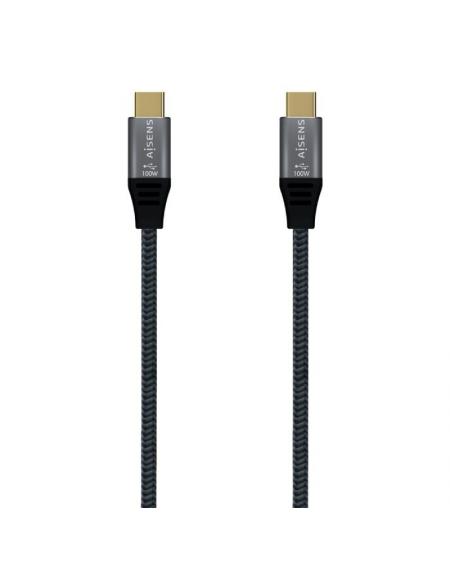 Cable USB 3.1 Tipo-C Aisens A107-0670 20GBPS 100W/ USB Tipo-C Macho - USB Tipo-C Macho/ 0.6m/ Gris