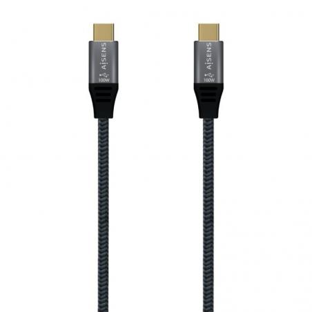 Cable USB 3.1 Tipo-C Aisens A107-0670 20GBPS 100W/ USB Tipo-C Macho - USB Tipo-C Macho/ 0.6m/ Gris