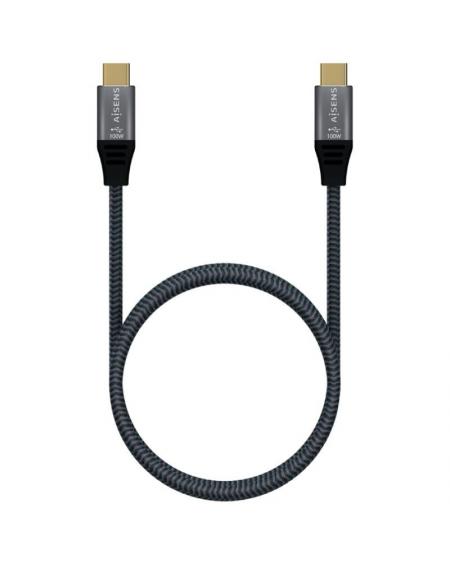 Cable USB 3.1 Tipo-C Aisens A107-0670 20GBPS 100W/ USB Tipo-C Macho - USB Tipo-C Macho/ 0.6m/ Gris