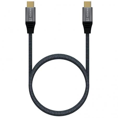 Cable USB 3.1 Tipo-C Aisens A107-0670 20GBPS 100W/ USB Tipo-C Macho - USB Tipo-C Macho/ 0.6m/ Gris