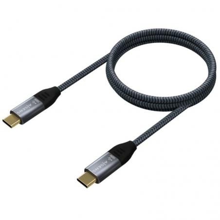 Cable USB 3.1 Tipo-C Aisens A107-0671 20GBPS 100W/ USB Tipo-C Macho - USB Tipo-C Macho/ 1m/ Gris