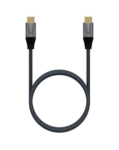 Cable USB 3.1 Tipo-C Aisens A107-0671 20GBPS 100W/ USB Tipo-C Macho - USB Tipo-C Macho/ 1m/ Gris