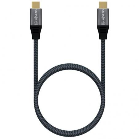 Cable USB 3.1 Tipo-C Aisens A107-0671 20GBPS 100W/ USB Tipo-C Macho - USB Tipo-C Macho/ 1m/ Gris