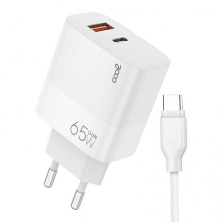 Cargador Red Universal Ultra Fast PD Tipo-C + USB COOL (65W + Cable Tipo-C) GaN Blanco