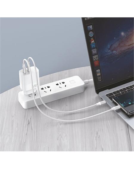 Cargador Red Universal Ultra Fast PD Tipo-C + USB COOL (65W + Cable Tipo-C) GaN Blanco
