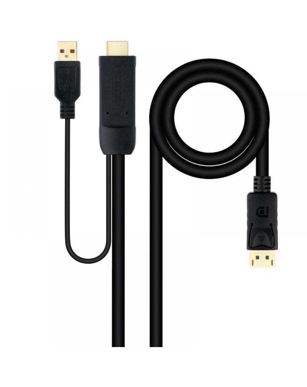 Cable Conversor Nanocable 10.15.4352/ HDMI Macho - DisplayPort Macho/ 1.8m/ Negro