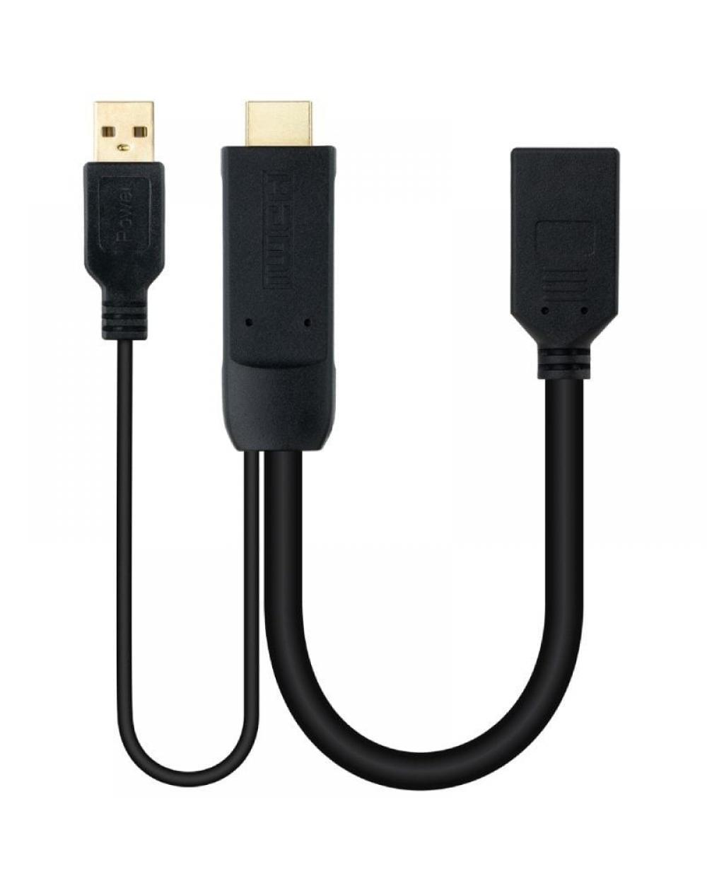 Cable Conversor Nanocable 10.16.0205/ HDMI Macho - DisplayPort Hembra/ 20cm/ Negro