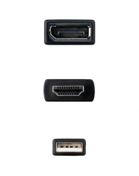Cable Conversor Nanocable 10.16.0205/ HDMI Macho - DisplayPort Hembra/ 20cm/ Negro
