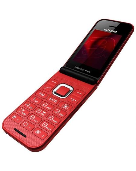 Teléfono Móvil Aiwa FP-24RD para Personas Mayores/ Rojo