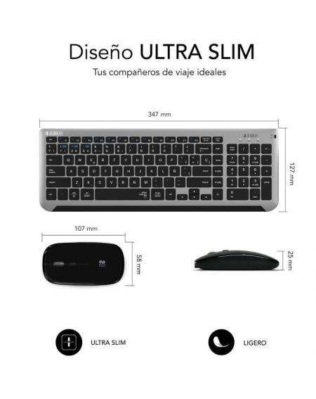 Teclado y Ratón Inalámbrico Subblim Combo Dual Prestige Extendido/ Gris y Negro