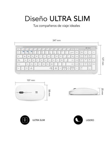 Teclado y Ratón Inalámbrico Subblim Combo Dual Prestige Extendido/ Blanco y Plata