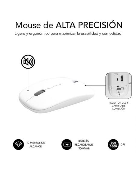 Teclado y Ratón Inalámbrico Subblim Combo Dual Prestige Extendido/ Blanco y Plata