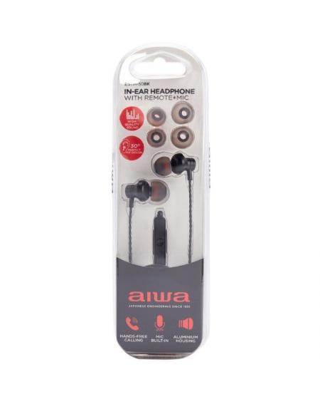 Auriculares Intrauditivos Aiwa ESTM-50BK/ con Micrófono/ Jack 3.5/ Negro