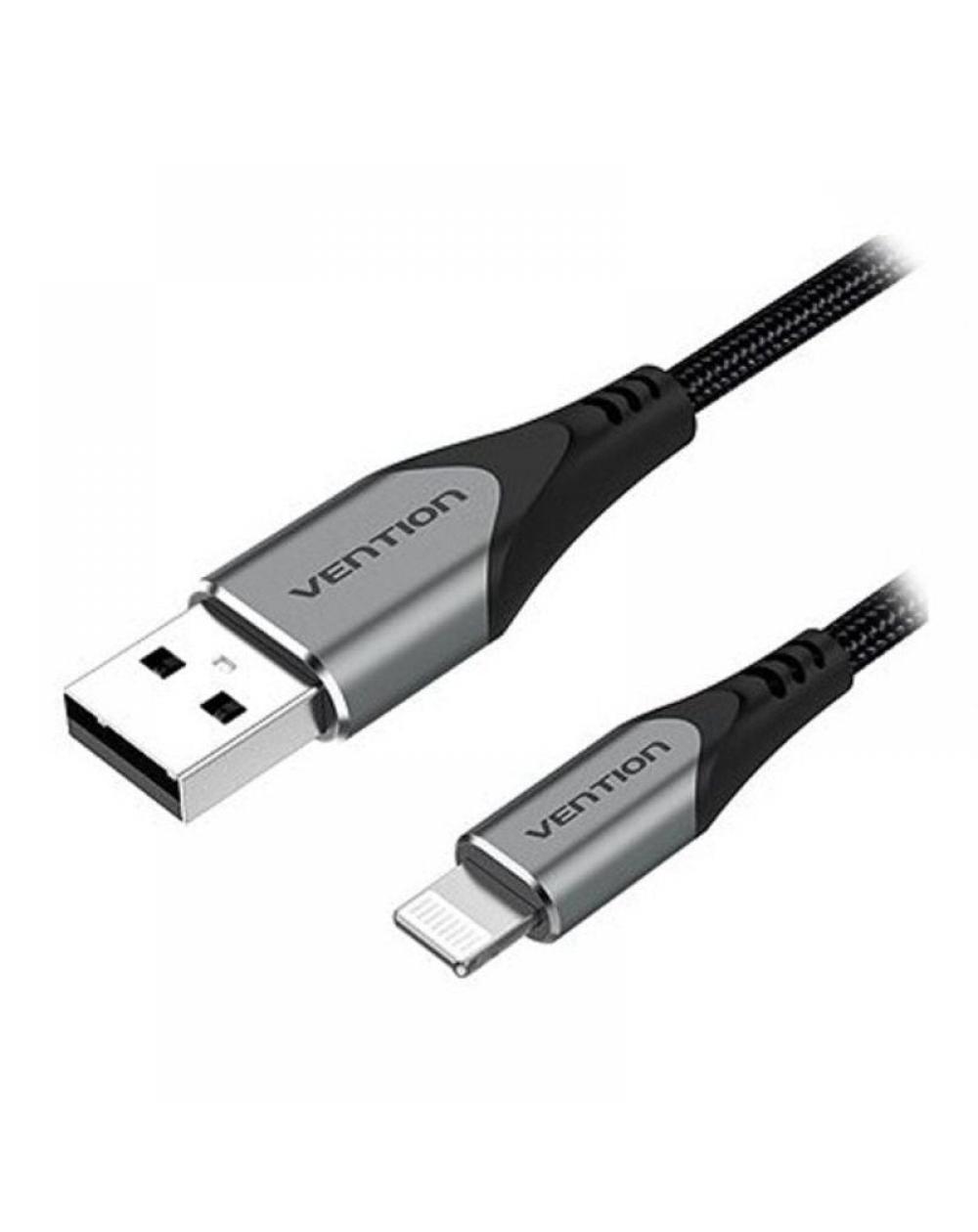 Cable USB 2.0 Lightning Vention LABHF/ USB Macho - Lightning Macho/ 1m/ Gris
