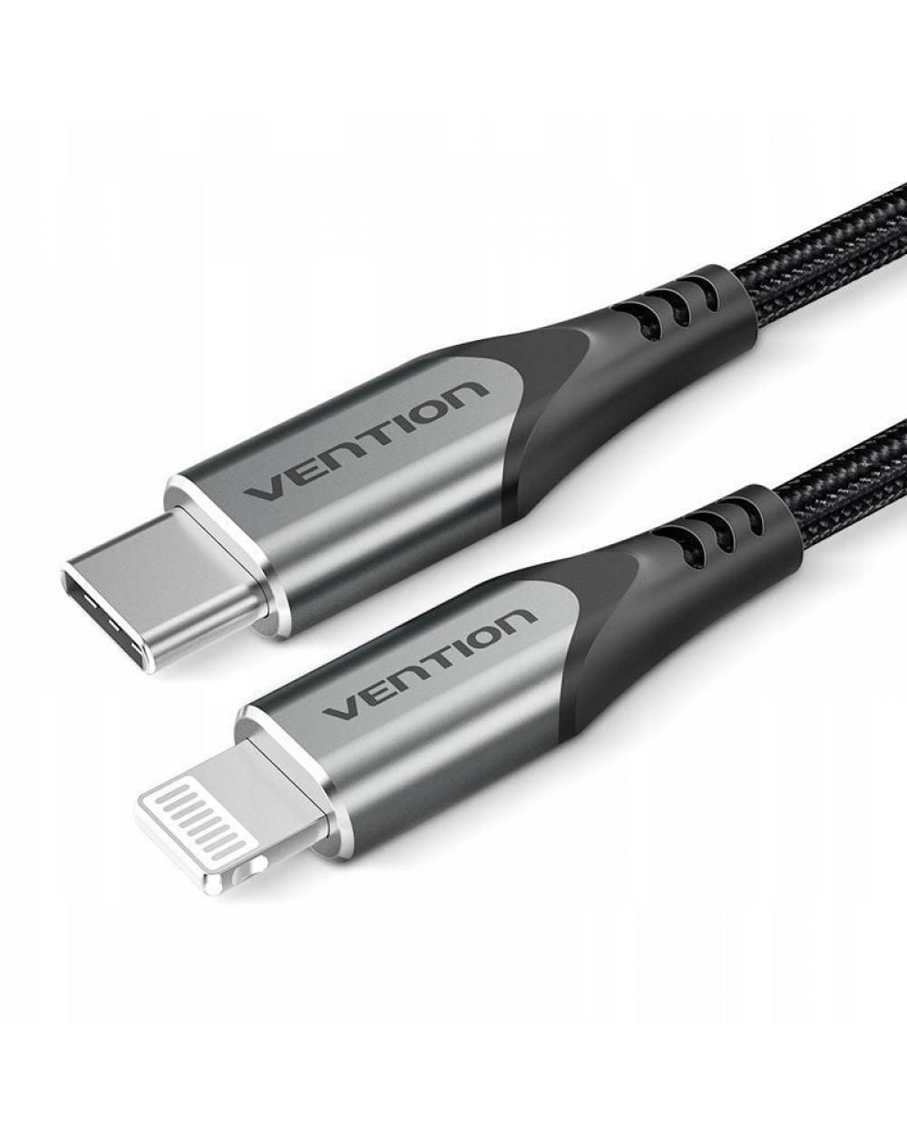 Cable USB 2.0 Tipo-C Lightning Vention TACHF/ USB Tipo-C Macho - Lightning Macho/ 1m/ Gris