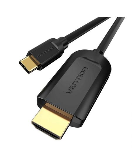 Cable Conversor HDMI 1.4 4K Vention CGUBG/ USB Tipo-C Macho - HDMI Macho/ 1.5m/ Negro