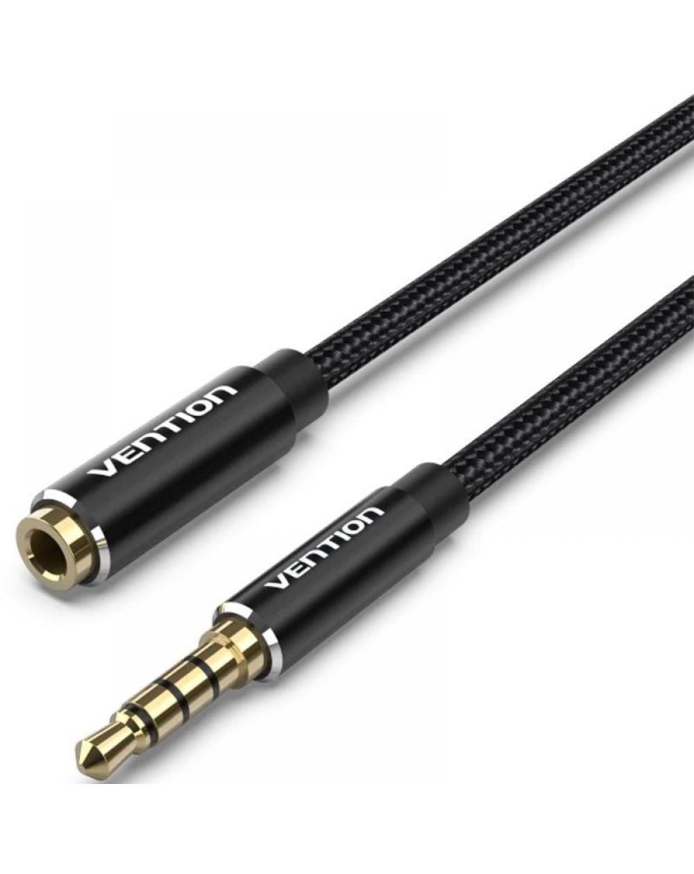 Cable Estéreo Vention BHCBF/ Jack 3.5 Macho - Jack 3.5 Hembra/ 1m/ Negro