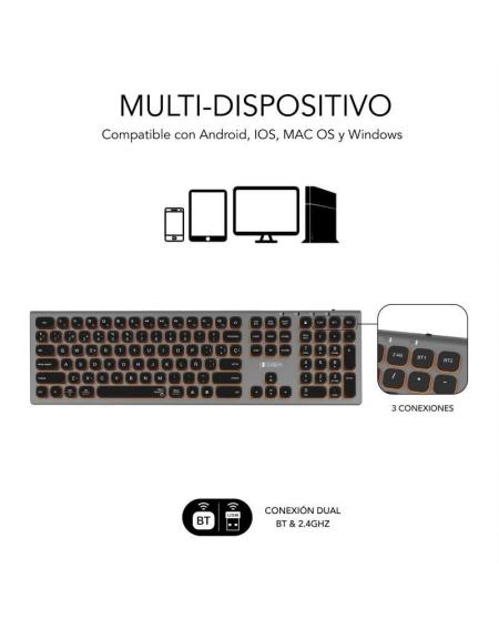 Teclado Inalámbrico Subblim Master/ Gris y Negro