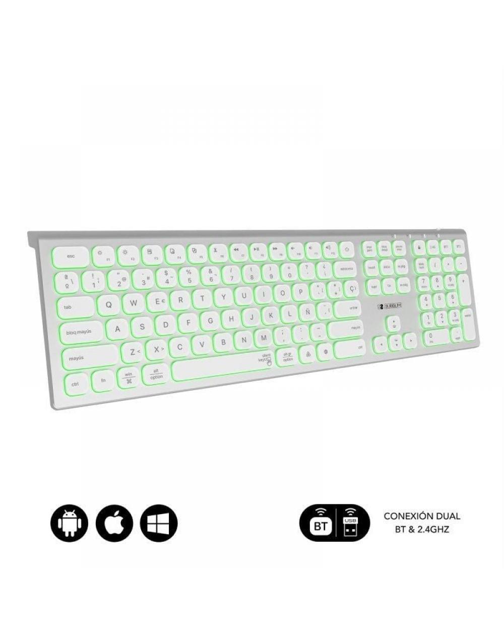 Teclado Inalámbrico Subblim Master/ Plata y Blanco