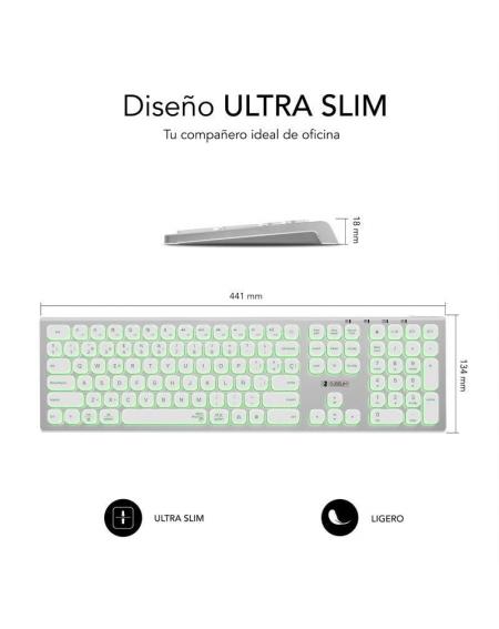 Teclado Inalámbrico Subblim Master/ Plata y Blanco