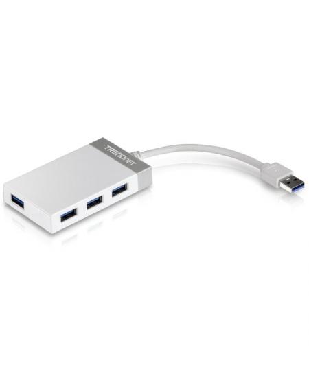 Hub USB 3.0 Trendnet TU3-H4E/ 4xUSB/ Blanco y Gris