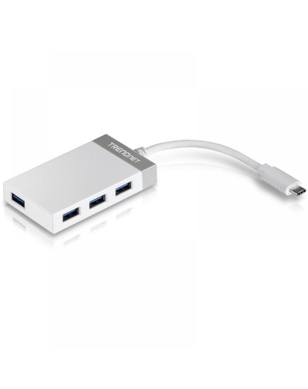 Hub USB Tipo-C Trendnet TUC-H4E/ 4xUSB/ Blanco y Gris