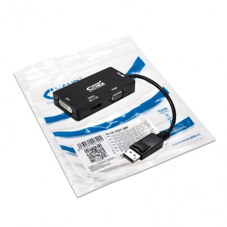 Cable Conversor Nanocable 10.16.3301-BK/ Displayport Macho - VGA Hembra/ DVI Hembra/ HDMI Hembra