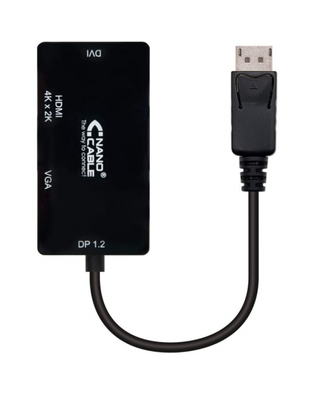 Cable Conversor Nanocable 10.16.3301-BK/ Displayport Macho - VGA Hembra/ DVI Hembra/ HDMI Hembra