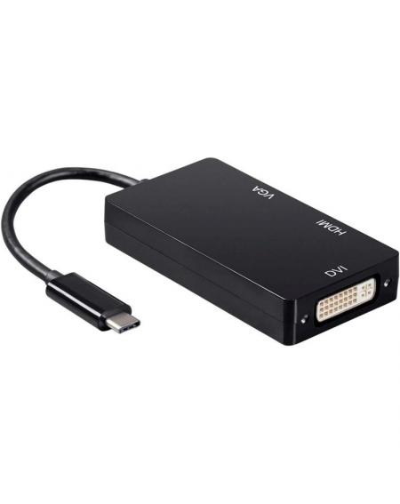 Conversor Aisens A109-0343/ USB Tipo-C Macho - DVI Hembra/ VGA Hembra / HDMI Hembra/ 15cm/ Negro