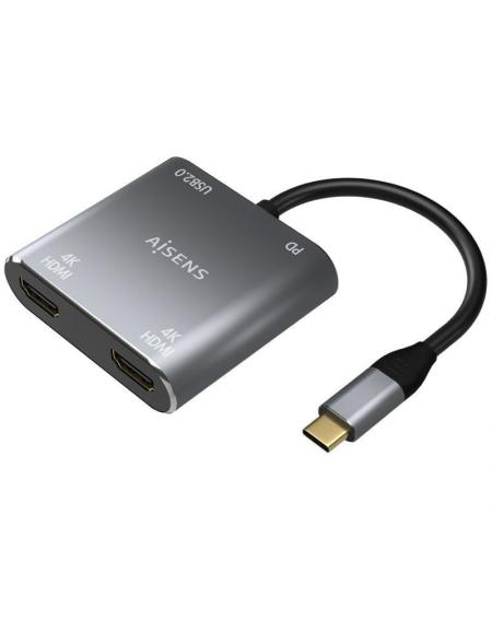 Conversor USB Tipo-C Aisens A109-0625/ 2x HDMI 4K SST MST Hembra - VGA Hembra - USB Tipo-C Macho - USB Hembra - USB Tipo-C Hembr