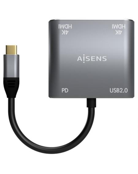 Conversor USB Tipo-C Aisens A109-0625/ 2x HDMI 4K SST MST Hembra - VGA Hembra - USB Tipo-C Macho - USB Hembra - USB Tipo-C Hembr