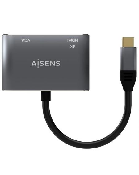 Conversor Aisens A109-0627/ HDMI Hembra - VGA Hembra - USB Tipo-C Macho/ 15cm/ Gris