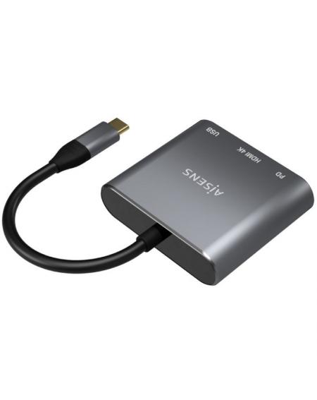 Conversor Aisens A109-0669/ USB Tipo-C Macho/ HDMI Hembra - USB Hembra - USB Tipo-C Hembra/ 15cm/ Gris