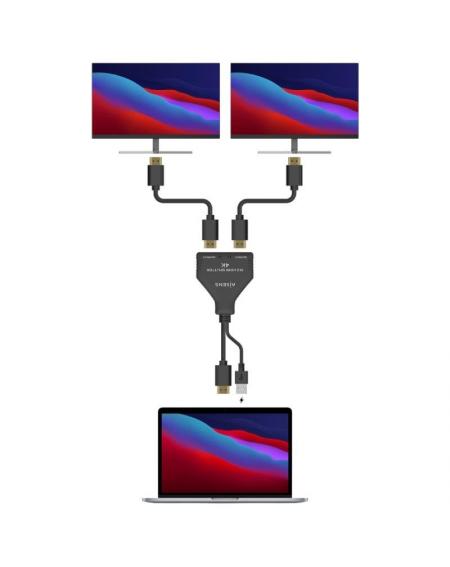 Duplicador HDMI 4K Aisens A123-0654/ 2 HDMI Hembra - HDMI Macho - USB Macho/ 30cm/ Negro