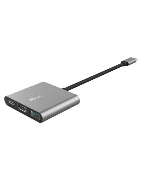 Conversor Trust Dalyx 3 IN 1/ USB Tipo-C Macho - HDMI Hembra/ USB/ USB Tipo-C PD/ 10cm/ Gris