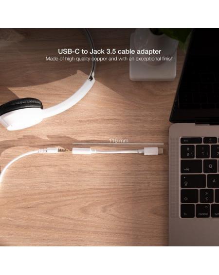 Conversor USB Tipo-C Nanocable 10.24.1205-W/ USB Tipo-C Macho - Jack 3.5 Hembra