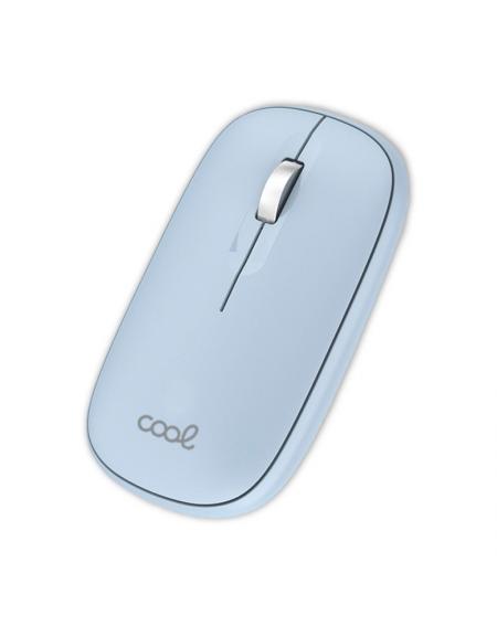 Ratón Inalámbrico COOL Slim Silencioso 2 en 1 (Bluetooth + Adap. USB) Celeste