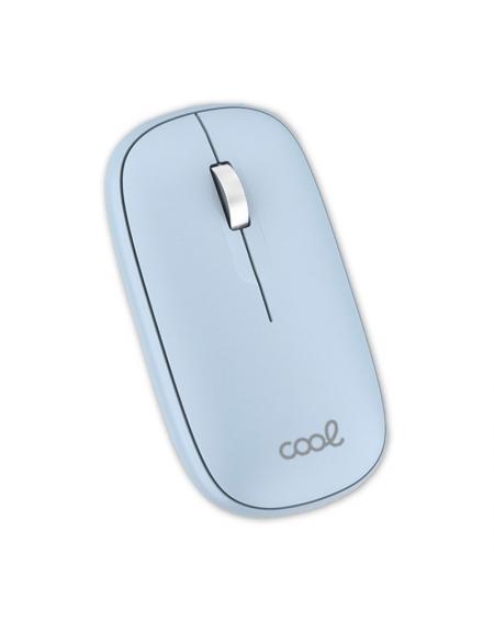 Ratón Inalámbrico COOL Slim Silencioso 2 en 1 (Bluetooth + Adap. USB) Celeste