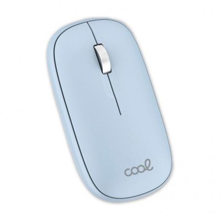 Ratón Inalámbrico COOL Slim Silencioso 2 en 1 (Bluetooth + Adap. USB) Celeste