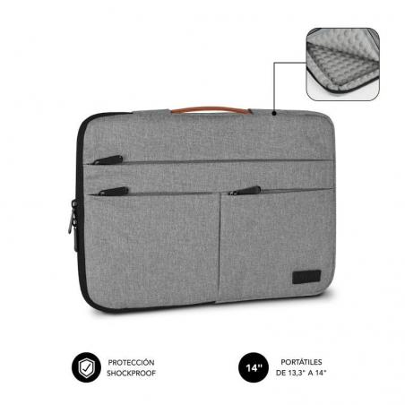 Funda Subblim Air Padding 360 Sleeve para Portátiles hasta 14'/ Gris Claro