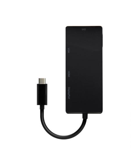 Conversor USB Tipo-C Aisens A109-0679/ HDMI Hembra - VGA Hembra - DVI Hembra - DisplayPort Hembra/ 15cm/ Negro