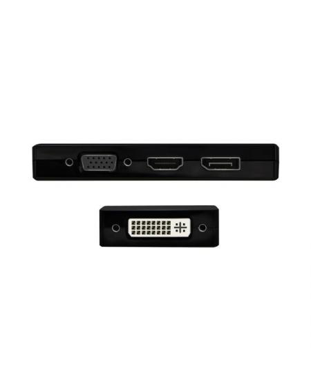 Conversor USB Tipo-C Aisens A109-0679/ HDMI Hembra - VGA Hembra - DVI Hembra - DisplayPort Hembra/ 15cm/ Negro