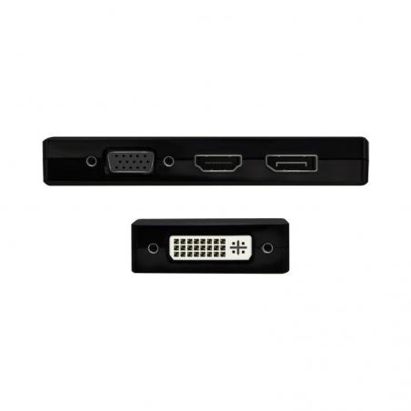 Conversor USB Tipo-C Aisens A109-0679/ HDMI Hembra - VGA Hembra - DVI Hembra - DisplayPort Hembra/ 15cm/ Negro