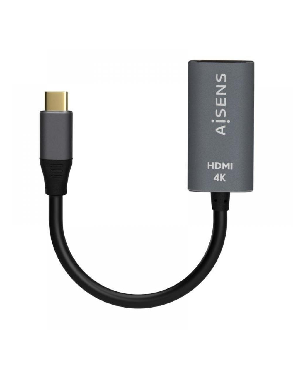 Conversor HDMI 4K 60Hz Aisens A109-0683/ HDMI Hembra - USB Tipo-C Macho/ 15cm/ Gris