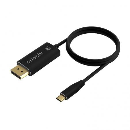 Cable Conversor DisplayPort 8K 60HZ Aisens A109-0686/ USB Tipo-C Macho - Displayport Macho/ 0.8m/ Negro