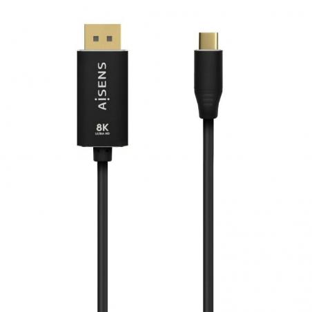 Cable Conversor DisplayPort 8K 60HZ Aisens A109-0687/ USB Tipo-C Macho - Displayport Macho/ 1.8m/ Negro